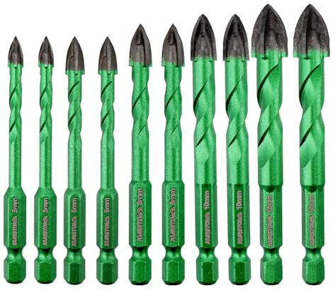 KURSTOL Masonry Diamond Drill Bit - 10pcs 5/6/8/10/12mm Concrete Diamond Hole Saw Set for Wood Plastic Brick Ceramic Tile Etc,Diamond Core Drill Bit Carbide Tips Quick Change Shank Fixed on Drills
