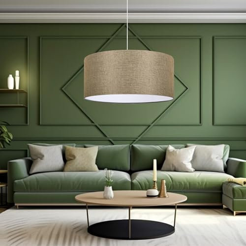 lux.pro Lámpara Colgante Lámpara de Techo Luminaria de Suspensión para Pasillo Restaurante 1xE27 20 W Plástico Tela 70 x Ø 38 cm - Beige
