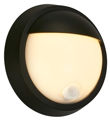 BRILONER - LED Wandlampe Akku mit Bewegungsmelder, Dämmerungssensor, 20 sek. Timer, Aussenlampe, Wandleuchte aussen, LED Strahler außen, Außenleuchte, Außenwandleuchten, 17x7 cm, Schwarz