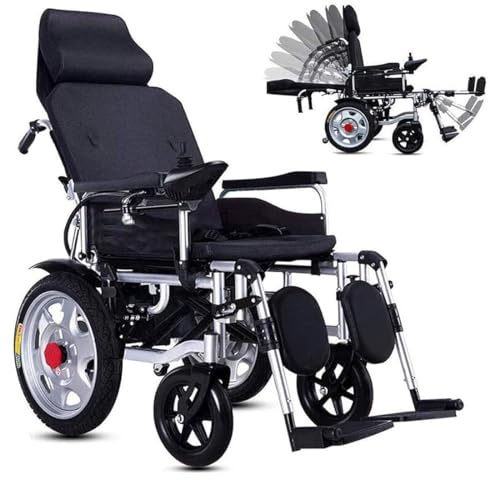 PXOCDEO Faltbarer Elektrische Rollstühle, elektrisch einstellbare Rückenlehne end Fußstütze, 24V Li-ion-akku, rollstuhl elektrisch faltbar Für Die Wohnung, ältere, Behinderte Menschen,40a