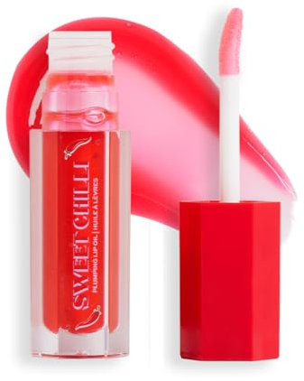 I Heart Revolution, Sweet Chilli Lip Oil, Plumping Effect, Glossy Finish, Contains Vitamin E, Red, 4ml