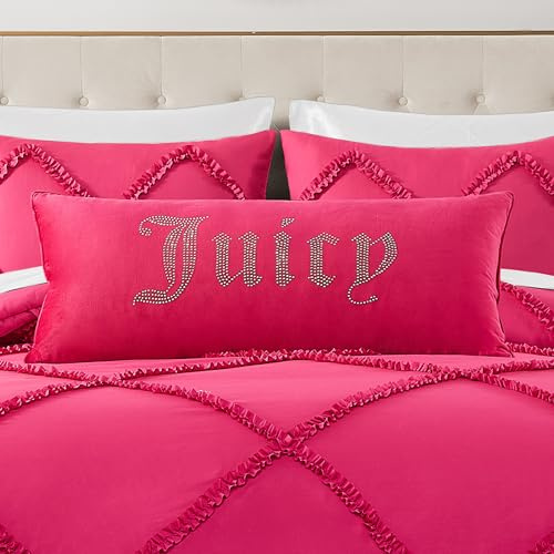 Juicy Couture Dekoratives Kissen, rechteckig, wendbar, hochwertig, für Wohn- und Schlafzimmer, 40,6 x 91,4 cm, Hot Pink
