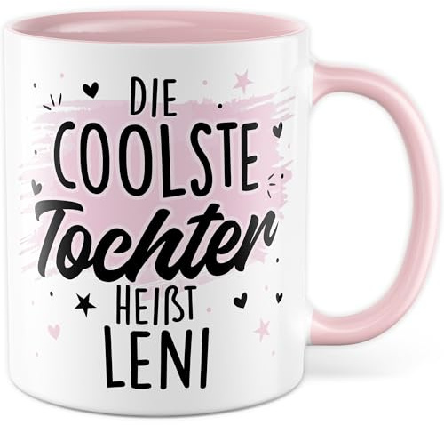 Tochter Tasse mit Spruch personalisiert eigener Name - Geschenk Die coolste Tochter heißt personalisierbar Kaffeetasse 330ml aus Keramik Kind Kinder Mädchen Teenager Vater Mutter Familie