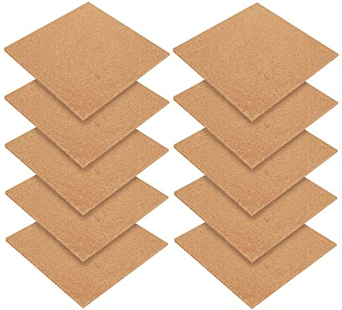 WOPPLXY 10 Pièces Panneau Liege, 21 x 21 cm Panneau Liege Mural de 6 mm d'Épaisseur, Tableau Lieges pour Décoration Murale et Suspension de Photos