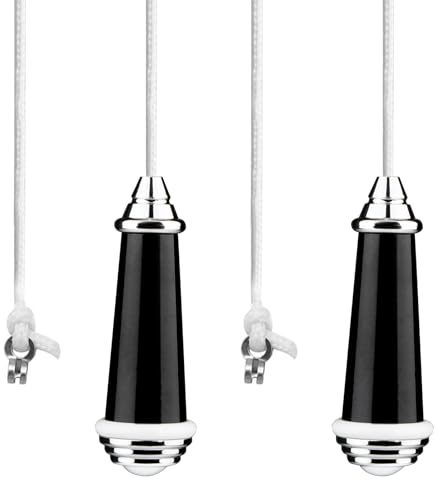 TXErfolg 2Pcs Bathroom Light Pull Cord 8cm Black with 150cm Cord Connector | Light Pull Handle, Light Switch Pull Cord Chrome Pull Cord Handle for Ceiling/Toilet Light Blind Cord Pull Handle