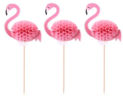 Alipis 3D-Flamingo-Cupcake-Topper 50 Stück Flamingo-Kuchenaufsätze Hawaiianische Tropische Aloha-Luau-Cupcake-Picker Flamingo-Papieraufsatz 3D-Flamingo-Kuchenaufsatz Für Sommerparty