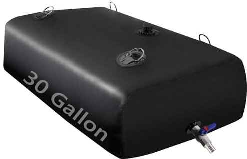 LOFTANK Water Tank, Water Storage Bladder, 30 Gallon Portable Large Water Storage, Water Storage Containers with 3/4 PVC Spigot Overflow Kit for Camping, Garden, Emergency Water Storage Black