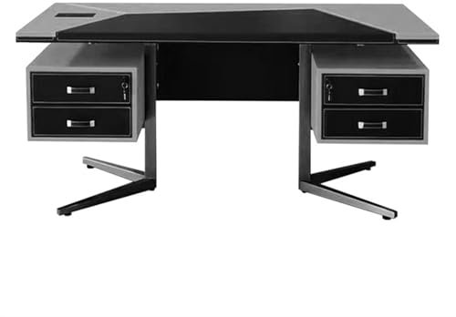 IKVODEOS Computertisch, Beistelltisch, Schreibtisch aus Leder, Bürotisch, Computertisch mit Aufbewahrungsschublade, Home-Office-Schreibtisch, 1,6 m/1,8 m, Arbeitszimmer, Workstation, Gaming-Schreibt