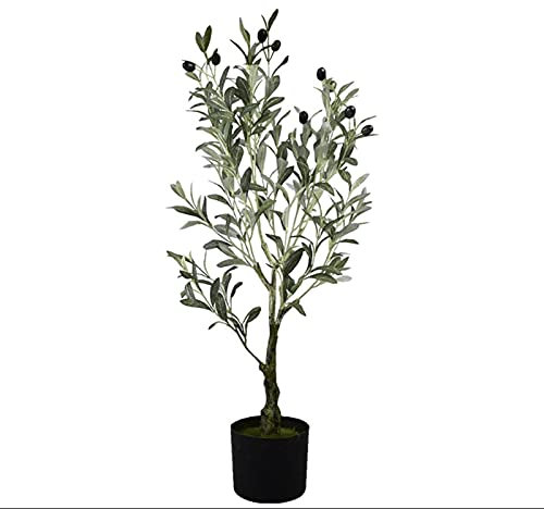 Planta artificial de olivo de 150 cm, árbol falso realista en maceta grande de vinilo para decoración de interiores y exteriores, planta artificial en maceta para decoración del hogar u oficina (90