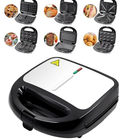 ANGDI Mini Donut Maker, Sandwich Maker Commerciale con Piastre Grill, Piastre per Waffle, Piastre per Sandwich, Piastre per Ciambelle, Piastre per Noci, Piastre per Torte Madeleine