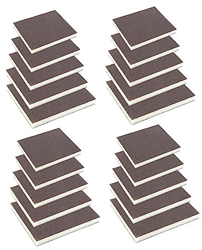 SOLUSTRE 20pcs Sponge Sanding Pads Grit Sandpaper Double-sided Polishing Sanding Pads for Wood Furniture
