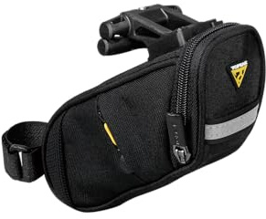 Topeak Aero Wedge Pack DX Small – 0,5 L erweiterbare Untersatteltasche mit QuickClick F25 Halterung, Reflektorstreifen & seitlichen Werkzeugtaschen | Topeak Aero Wedge Pack DX Satteltasche - witterungsbeständig, Cordura, reflektierend, kompakte Fahrradaufbewahrung