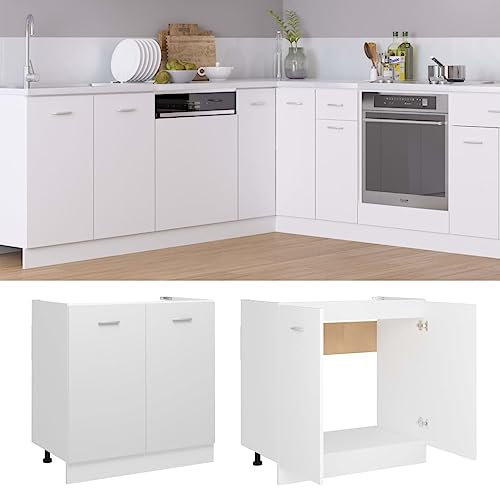 QJBSAVVA Credenza Cucina Armadietto da Esterno Mobiletto Bagno Salvaspazio Mobile Ingresso - Mobile Sottolavello Bianco 80x46x81,5 cm Legno Multistrato per Soggiorno Bagno Cucina Camera Da Letto