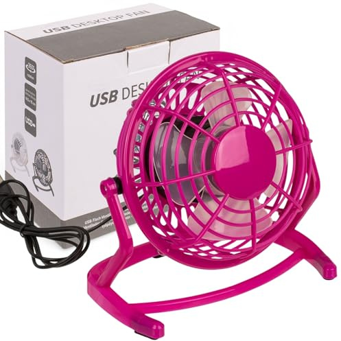 MIJOMA Tischventilator mit USB-Anschluss – Pink | kompakter Mini-Ventilator für Büro & Zuhause, geräuscharm & energieeffizient, 15 x 14,5 cm