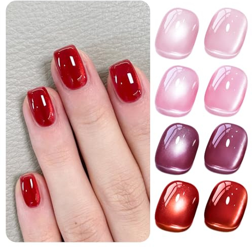 Born Pretty UV nagellack gelé rosa lila röd – katt magnetisk ögongel glas kristall gel nagellack manikyr och nagelkonst gör-det-själv hemma 4 st