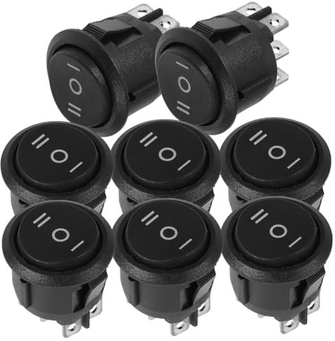 TOPBATHY Lot De 8 Interrupteurs À Bascule À 3 Positions Pour Voiture Noir Bye