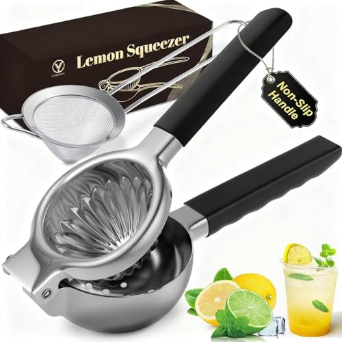 YXT&BEYOND Grande Presse Citron Manuel Inox 304, Résistant à la Rouille, Diamètre 8,5 cm, Presse Agrumes Metal pour Citrons Limes Oranges, Lavable au Lave-vaisselle, Idéale pour Cuisine Bar Restaurant