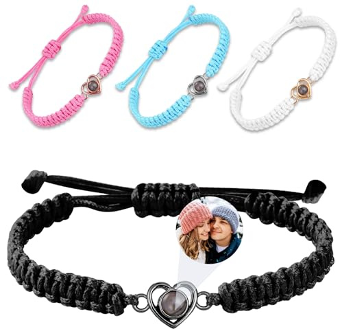 JONZIN Bracelet Personnalisé avec Image à l'intérieur pour Homme Femme | Bracelet Photo Personnalisé,Cadeau Personnalisé pour Maman Fille Fête des Pères Saint-Valentin Anniversaire