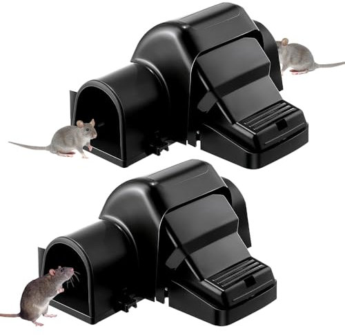 Rppiup 2 Pack Rat Traps That Kill Instantly, Humane Mouse Traps for Indoors and Outdoor Use, Reusable and Highly Sensitive Rat Catcher, Highly Sensitive Rat Trap, Child and Pet Friendly