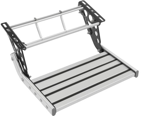 Rogowsen Escalier pliable pour camping-car avec barre lumineuse LED, rampe de camping-car, escalier d'entrée de caravane avec une capacité de charge de 150 kg, convient pour les camping-cars