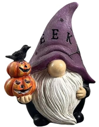 Gnomos De Halloween Para Exterior | Esculturas de Duendes Espeluznantes para Escritorio | Figuras de Halloween en Resina para Patio Jardín Chimenea Entrada Estantería Gabinete de TV Mesa y Decoración