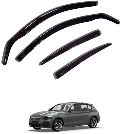 Team HEKO Wind Deflectors for BMW 1 Series 2011-2019 [Only suitable for 5 door models] Front and Rear Set of Window Deflectors, Accessories Smoked UV & Scratch Resistant Acrylic In-Channel Fitting