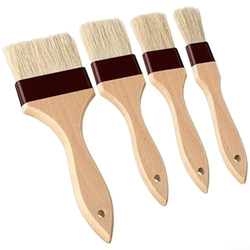 Ensemble de pinceaux en bois naturel avec poignées résistantes à la chaleur pour cuisiner et badigeonner, comprend plusieurs tailles pour sauces, huiles et viandes, poignée antidérapante avec trou de