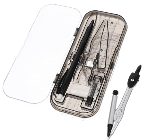 MAGICLULU Kit di Misurazione Compasso e Goniometro in Plastica Righello Dritto, Set di Cancelleria per Studenti, Strumenti Precisi per Scuola, Ufficio e Disegno Tecnico