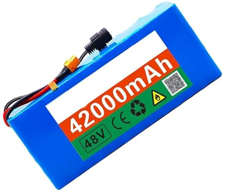 Leilaohu Batería De Litio De 48 V Y 42 Ah para Bicicleta Eléctrica, Batería para Bicicleta Eléctrica con Conector XT60, Paquete De Baterías De Iones De Litio, 13S3P + Cargador 48V 42AH,T Plug