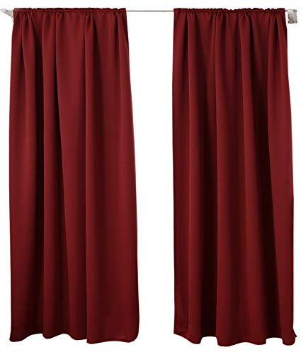 WOLTU Verdunklungsvorhänge mit Kräuselband Blickdicht 135x245cm Bordeaux | 2er Set, 250g/m² schwere Gardinen mit Sichtschutz, Thermovorhang für Wohnzimmer und Schlafzimmer, Länge 245 cm