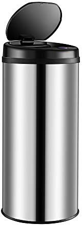 Monzana® Cestino a Sensore incl. Cavo di Ricarica Acciaio Inox Display LED Touchless Pattumiera Smart Raccolta Differenziata