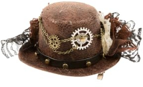 Mini Hut Steampunk mit Haarklammern braun