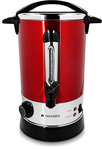 Navaris Pentola Bollitore 6,8l Vino Acqua - Dispenser Acqua Calda Vin Brulè Caffè Distributore Elettrico Bevande Calde con Rubinetto - Rosso