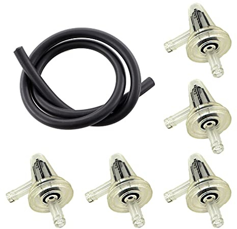 AISEN 5x Kraftstofffilter Benzinfilter Filter 90 grad mit Benzinschlauch für Motorrad 1/4 6mm 7mm Dirt Bike ATV