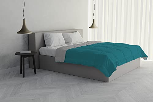 Italian Bed Linen Piumino Estivo, Microfibra, Ottanio/Grigio Chiaro, 2 Posti
