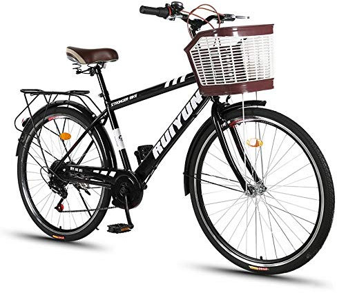 MU 26-Zoll-Fahrrad Der Männer Leichte Gewöhnlichen Männer Städtischen Pendler Auto Zur Arbeit Männliche Und Weibliche Studenten Erwachsenen Retro Fahrrad,Schwarz,26 Inches
