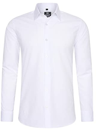 Rusty Neal Herren-Hemd Premium Slim Fit Langarm Stretch Kontrast Hemd Business-Hemden Freizeithemd, Größe S-6XL:L, Farbe:Weiß