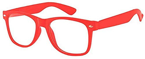 Boolavard Gafas de nerd para niños, lentes transparentes Geek falsas, para niñas y niños de 4 a 12 años (rojo)