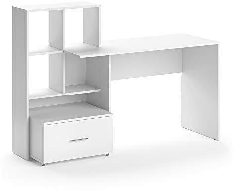 Vicco Schreibtisch Loris, Arbeitstisch für das Büro, Weiß, 149.2 x 50 cm