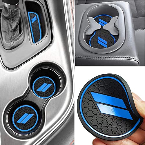 Auprite Dammattor för Dodge Challenger, tillbehör, 2015, 2016, 2017, 2018, 2019, 2020, 2021, 2022, 2023, anpassade, passar mugghållare, foder, dörrficka, mittkonsol, 11 st/kit (blå)
