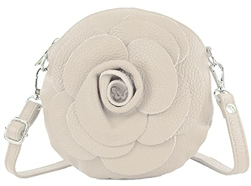 modamoda de T225 Damen Leder Umhängetasche Abendtasche Clutch Blüte Klein, handmade in Italy