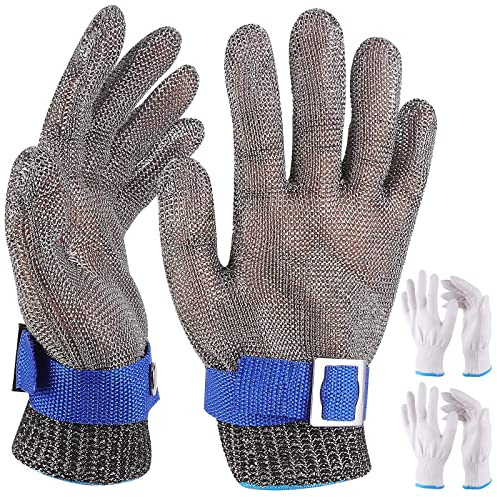 Herda 1Pair Level 9 Cut Resistant Gloves,Chef Cut Gloves for Meat Cutting, Fish Fillet,Oyster Shucking,Carving, Anti-Cut Safety Butcher Work Gloves,M