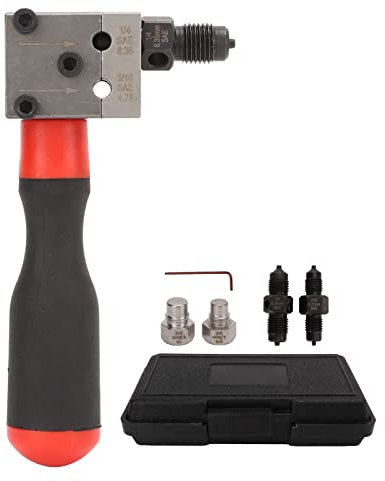 Fockety Single & Double Flaring Tool, Universal 3/16in 1/4in Brake Line Flaring Tool, Professional Handheld Hydraulic Flaring Tool with Hex Wrench & Carry Box for Car Repair & Brake Line Repair