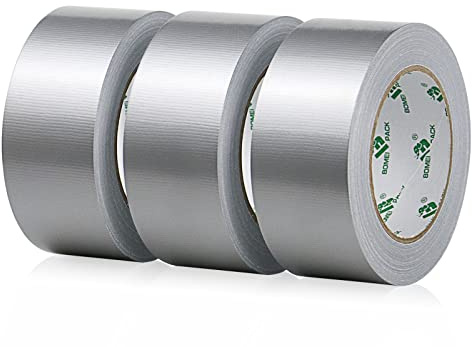 BOMEI PACK Panzertape extra stark, 32 m x 48 mm – Wasserdichtes Reparaturband für innen & außen gewebeverstärktes Reparaturband, 3 Rollen (Silber)