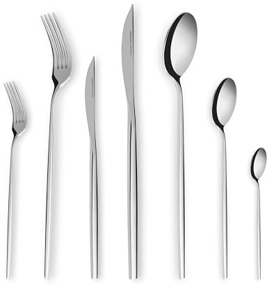 Karaca Mild Ensemble de couverts 84 pièces 316+ Premium pour 12 personnes, 18/10, Antirouille, Durable, Résistant à la corrosion, Passe au lave-vaisselle, Couverts de service