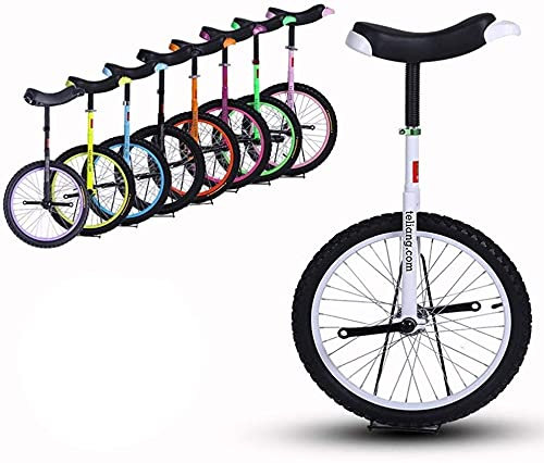 Fahrrad Einrad 18 Zoll Rad Einrad Auslaufsicheres Butyl-Reifenrad Radfahren Outdoor Sport Fitness Übung Gesundheit für Kinder & Anfänger, 8 Farben optional (Farbe: Weiß, Größe: 18 Zoll Rad)