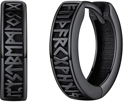 FaithHeart Wikinger Rune Ohrstecker für Herren Damen Edelstah Nordischer Wikinger Rune Creolen Ohrstecker Punk Stil Piercing Ohrschmuck mit Geshenkebox für Freunden Ehemann