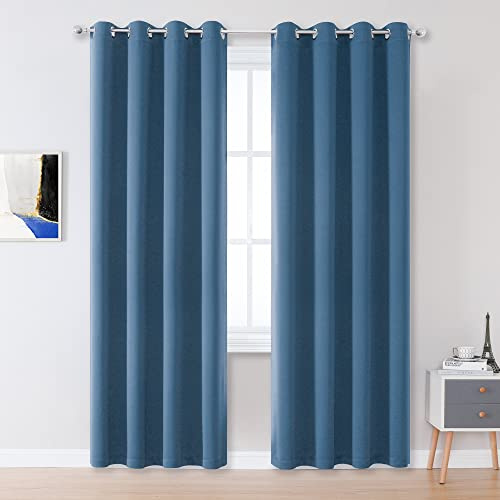 DUALIFE Verdunkelungsvorhänge für Schlafzimmer, 213 cm Länge, 213 cm Länge, für Jungenzimmer, Verdunkelung, Küstenvorhang, Ösen, 132 x 213 cm, 2 Paneele Set