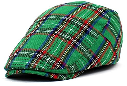 tcax Schiebermütze Herren Cotton Lattice Striped Beret Caps Herren Entenschnabel Ballonmütze Winter Herbst Warme Mützen Retro Vintage Man Boinas Gatsby Hüte,Grün,Einheitsgröße