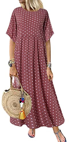 TOBILE Vestido de vestir con estampado vintage de verano de media manga, vestido suelto casual de talla grande, vestido largo para mujer, vestidos de túnica